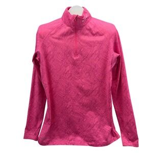 Nike Pro Combat Dri Fit Fitted 1/4 Zip Long Sleeve Athletic Top Hot Pink XL